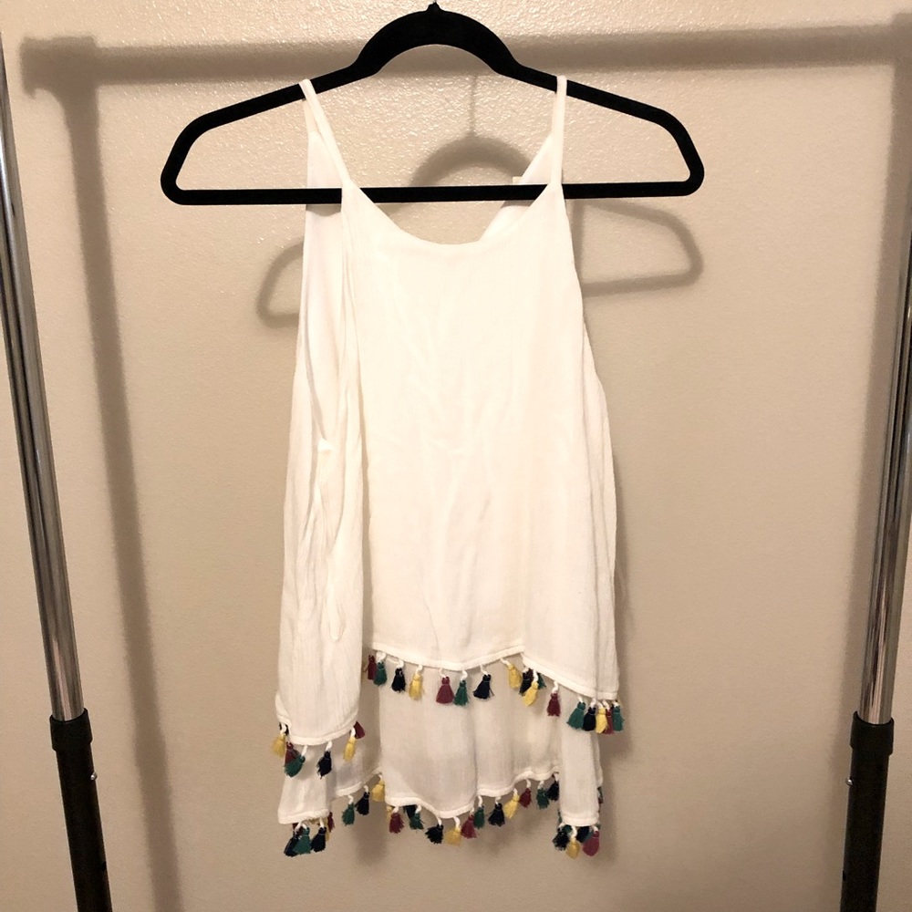 High neck tank with tassels